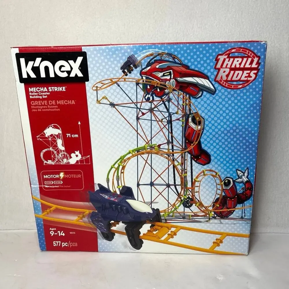 K'NEX Mecha Strike Thrill Rides Motorized Roller Coaster Building Set 577pc New